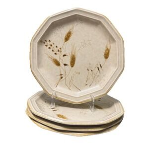 Set of 4 Mikasa Avante Torino FE904 Salad Plates 8" Octagon Wheat Japan